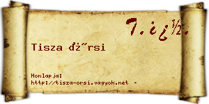 Tisza Örsi névjegykártya